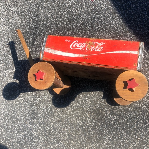 vintage coca cola wooden wagon